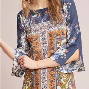 Anthropologie Maeve Silk Paisley Tunic Dress